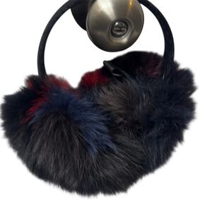 Surell Black and Blue Fox Fur Earmuffs